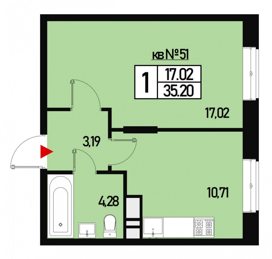 Продажа 1-комн квартиры в новостройке ул. Генерала Донскова, дом 23, корпус 1
