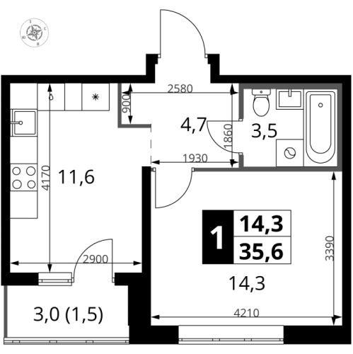1-комн квартира Видное г., Старо-Нагорная ул.,  к. 10
