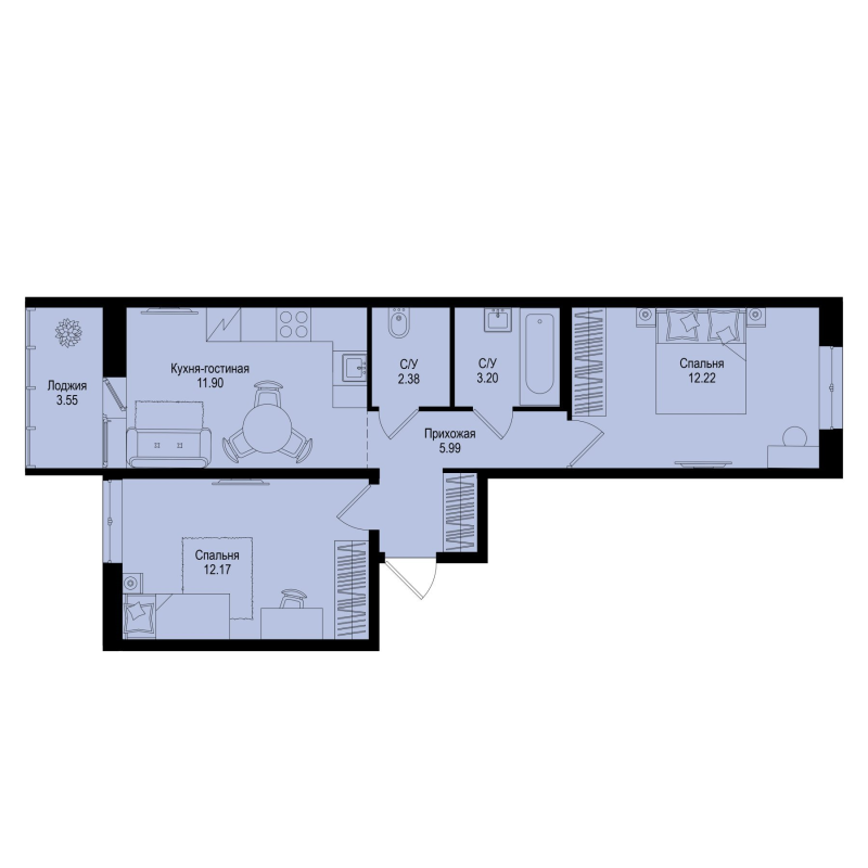 Продажа 2-комн квартиры в новостройке Новосергиевка д., Ленинградская ул.,  к. 1-5