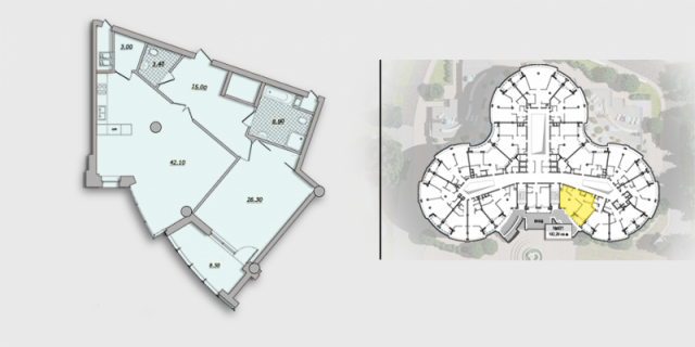 Планировка ЖК Crystal, 26.3 м2