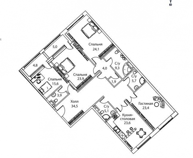 Планировка ЖК Жизнь на Плющихе, 87 м2