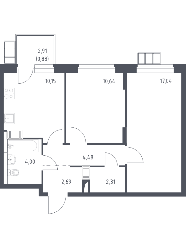 Продажа 2-комн квартиры в новостройке Алхимово д., Рязановское ш.,  к. 9