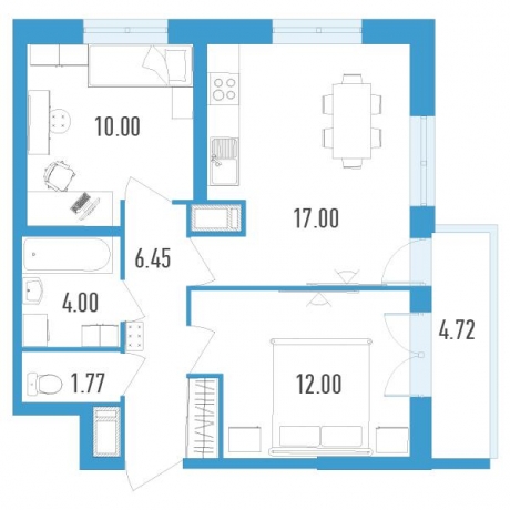 Планировка ЖК Колумб, 22 м2