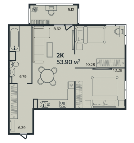 Планировка ЖК Эдельвейс Выборг, 20.56 м2