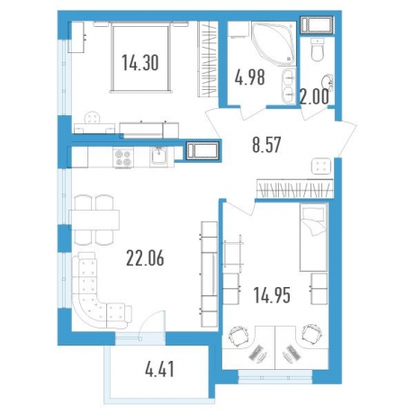Планировка ЖК Магеллан, 29.25 м2