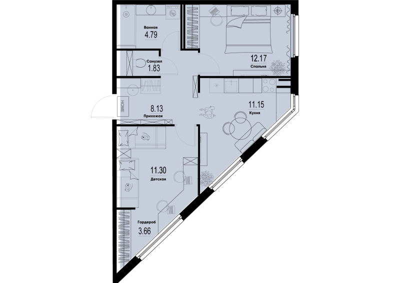 Продажа 2-комн квартиры в новостройке Мурино п., Ручьёвский пр-кт,  к. 2-2