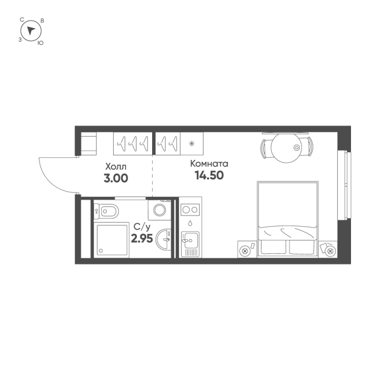 Продажа студии Санкт-Петербург г., Московское ш.,  к. 4