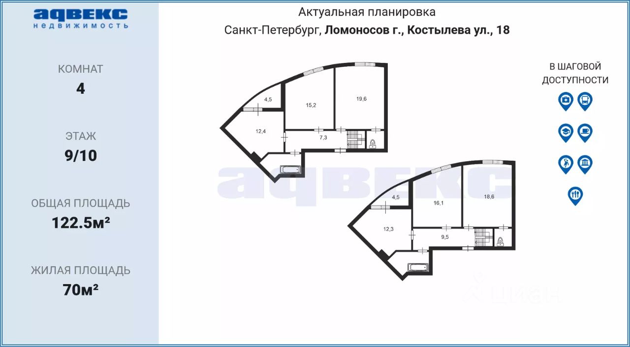 Продажа 4-комн квартиры на вторичном рынке Ломоносов, улица Костылева, 18