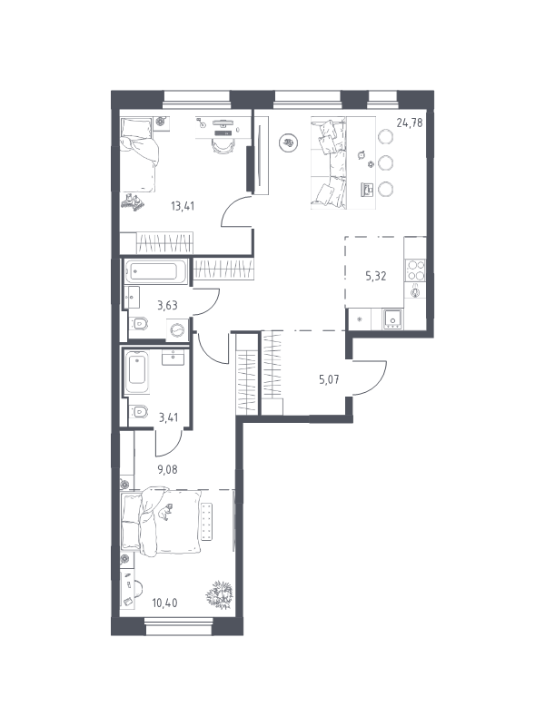 Продажа 2-комн квартиры в новостройке Заречье п., Заречная ул.,  к. 4
