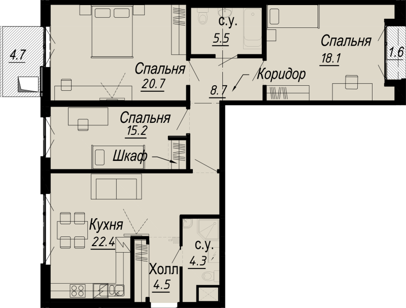 Продажа 3-комн квартиры в новостройке Санкт-Петербург г., Карповки реки наб.