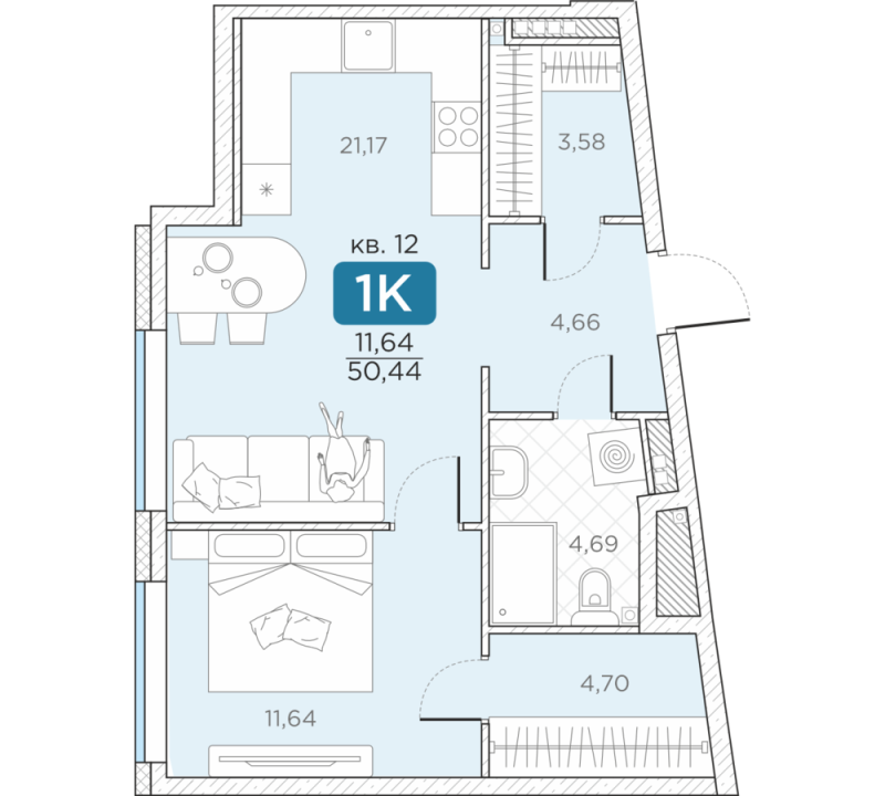 Продажа 1-комн квартиры в новостройке Санкт-Петербург г., Новгородская ул.,  к. 14А