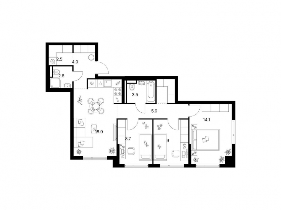 Продажа 3-комн квартиры в новостройке Середневский лес, корп. 2.1.3