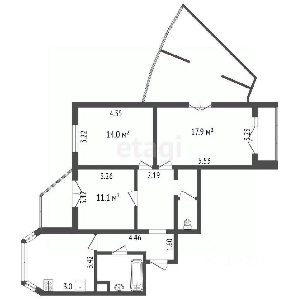 Продажа 3-комн квартиры на вторичном рынке проезд Русанова, 25к1