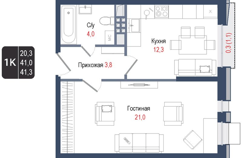 Продажа 1-комн квартиры в новостройке Королёв г.,  к. 1
