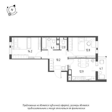 Планировка ЖК Монография, 27.0 м2