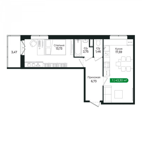 1-комн квартира Сертолово г., Дмитрия Кожемякина ул.,  к. 2