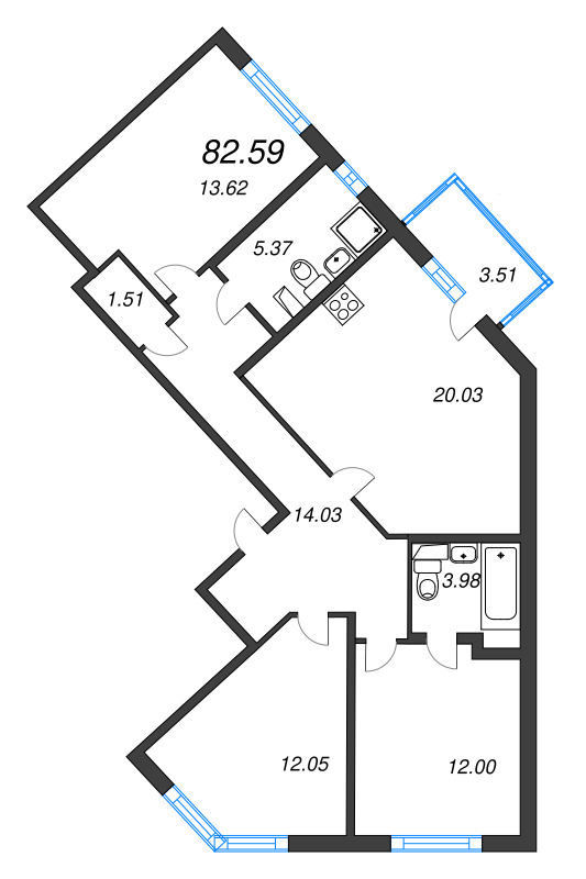 Продажа 3-комн квартиры в новостройке Шушары п., Пулковское ш.,  к. 3.5