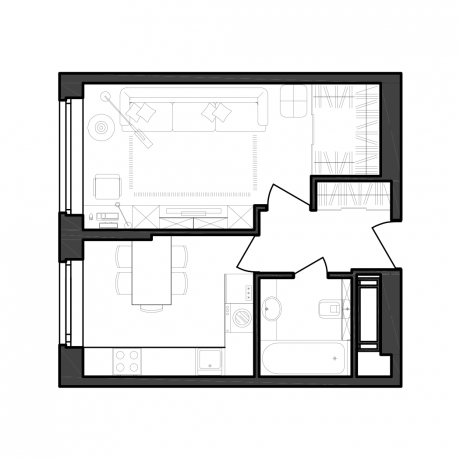 Планировка ЖК Гоголь парк, 16.1 м2
