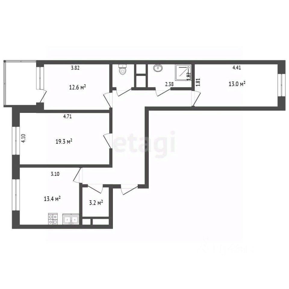 Продажа 3-комн квартиры на вторичном рынке Одинцово, улица Триумфальная, 12