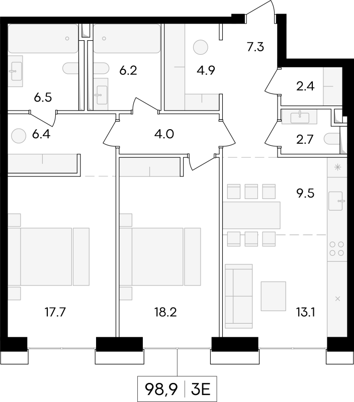 Продажа 2-комн квартиры в новостройке Москва г., Сергея Макеева ул.,  к. B