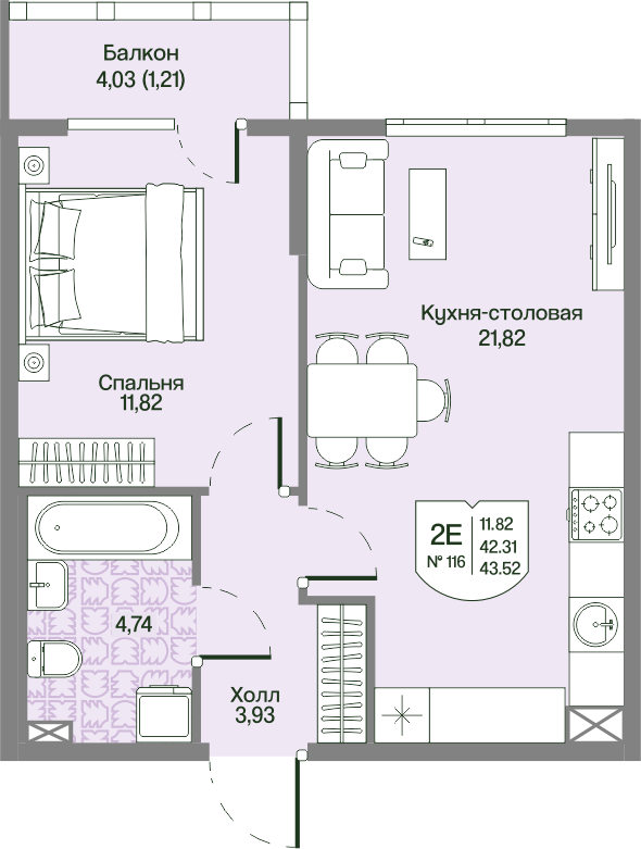 Продажа 1-комн квартиры в новостройке Мистолово д., Большой пр-кт,  к. 2