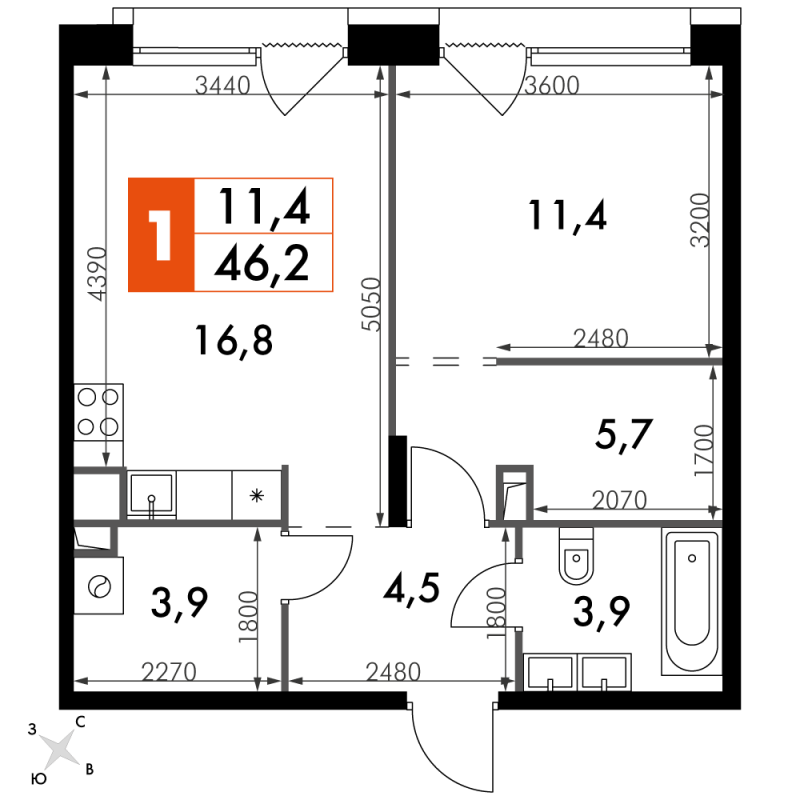 Продажа 1-комн квартиры в новостройке Москва г., Снежная ул.,  к. 1