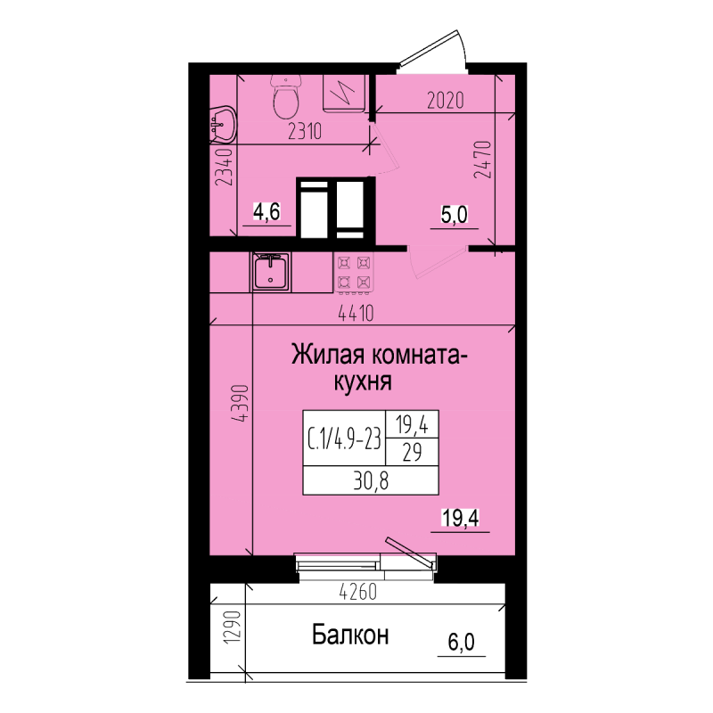 Продажа студии Парголово п., Заречная ул.,  к. 2