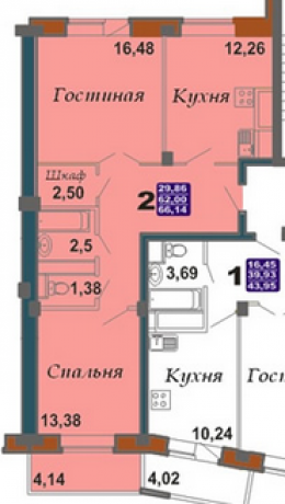 Планировка ЖК Bravo, 29.86 м2