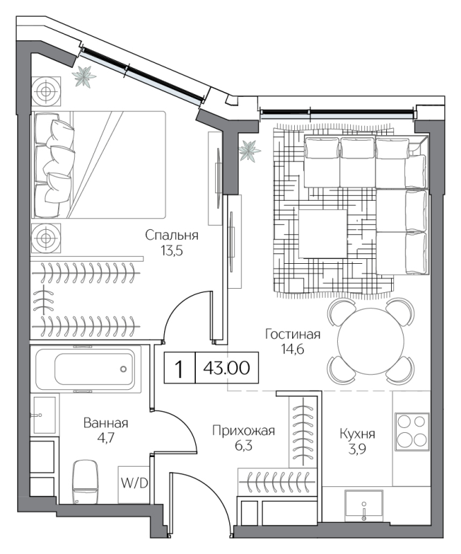 Продажа 1-комн квартиры в новостройке Москва г., Проектируемый проезд № 4062,  к. Aria