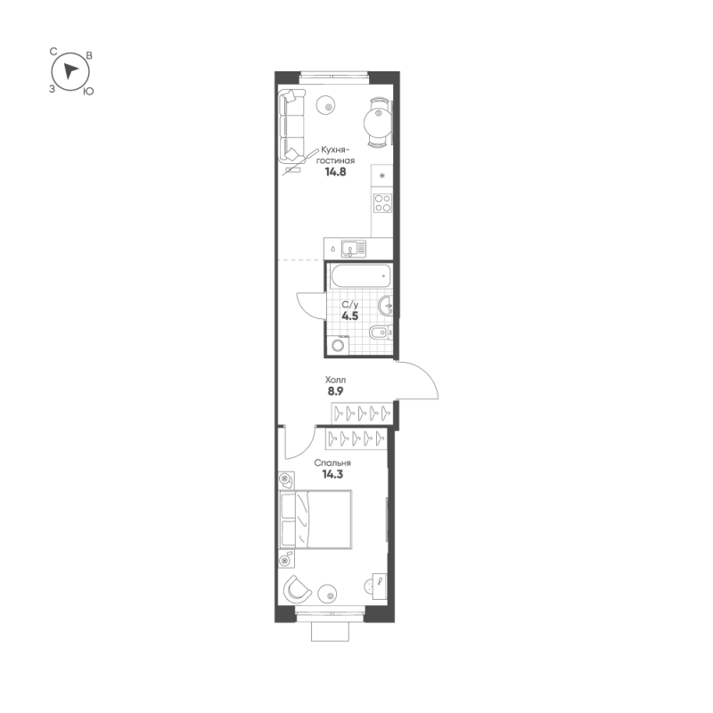 Продажа 1-комн квартиры в новостройке Мурино п., Южный проезд,  к. 1.12