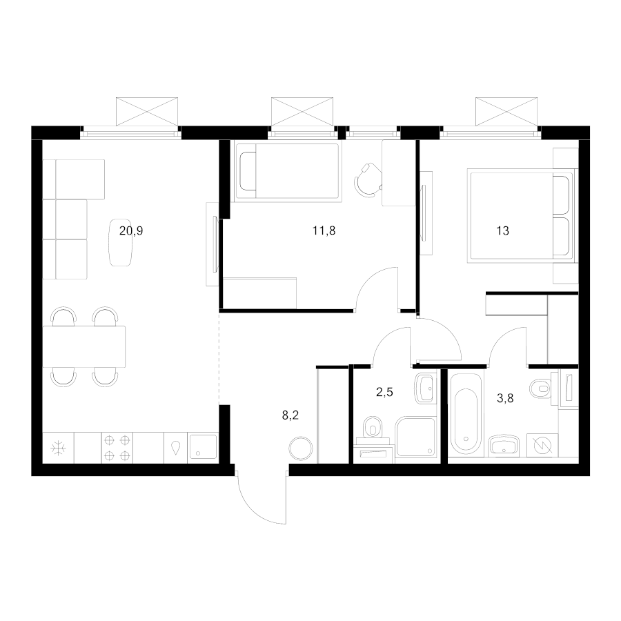 Продажа 2-комн квартиры в новостройке Мытищи г., Ярославское ш.,  к. 1.3