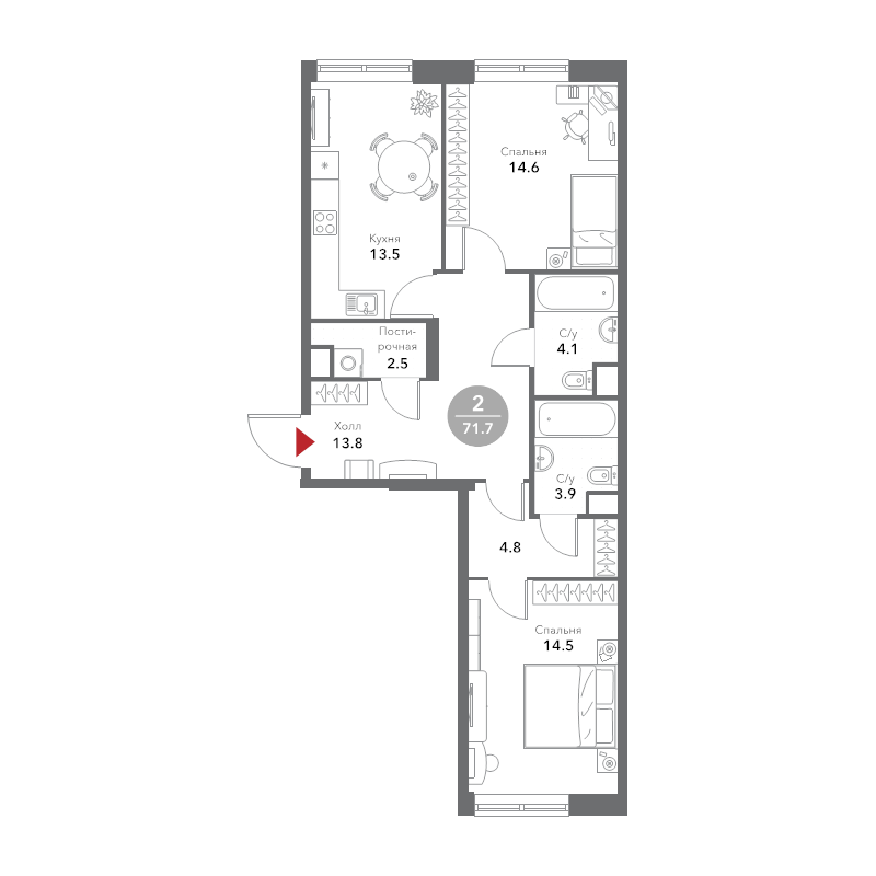 Продажа 2-комн квартиры в новостройке Москва г., Летниковская ул.,  к. 2