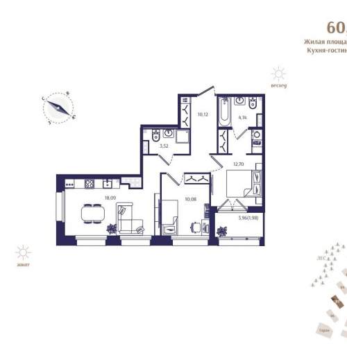 2-комн квартира Зеленогорск г., Кривоносовская ул.,  к. В5