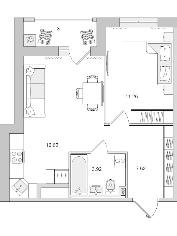Продажа 1-комн квартиры в новостройке Новосаратовка д., Покровская Дорога ул.,  к. 4.7