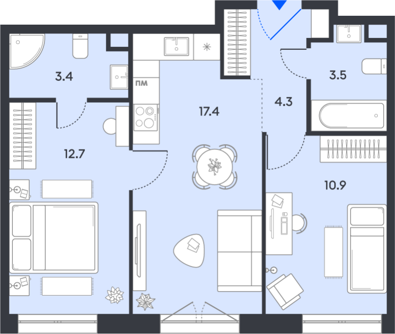 Продажа 2-комн квартиры в новостройке Москва г., Рязанский пр-кт,  к. 2.1