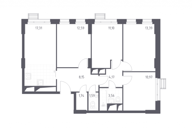 Планировка ЖК Спутник, 48.1 м2