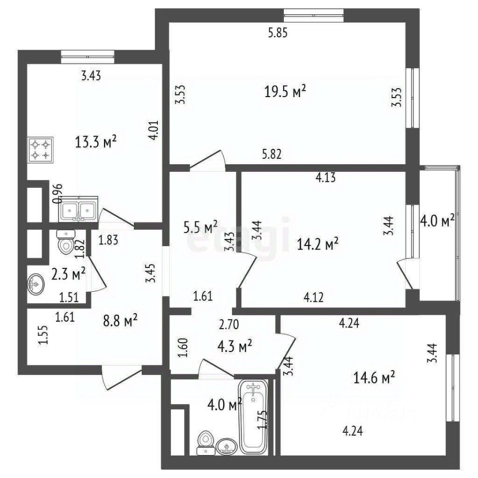 Продажа 3-комн квартиры на вторичном рынке Бестужевская улица, 7к2