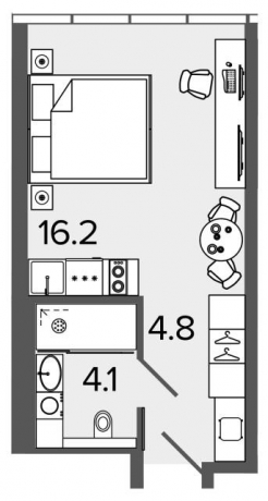 Планировка ЖК Artstudio M103, 16.2 м2