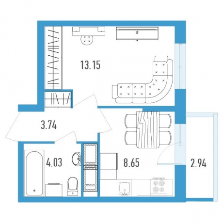 Планировка ЖК Магеллан, 13.15 м2