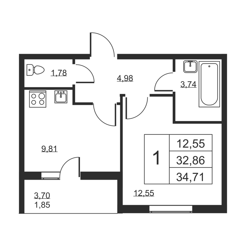 Продажа 1-комн квартиры в новостройке Бугры п., Школьная ул.,  к. 1