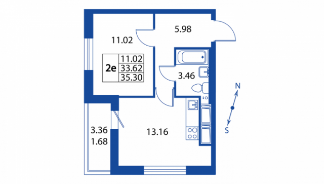 Планировка ЖК Полис на Неве, 11.02 м2