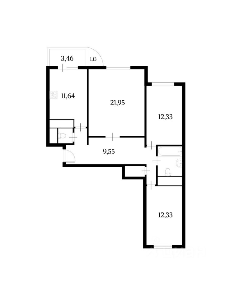 Продажа 3-комн квартиры на вторичном рынке Боброво пгт, улица Лесная, 24к1