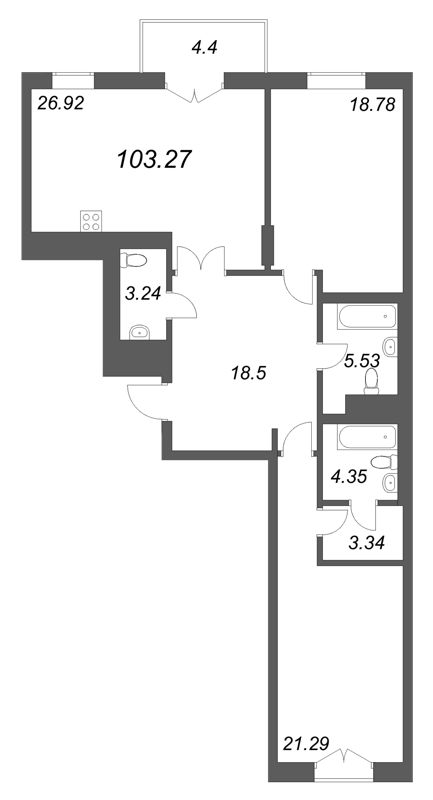 Продажа 2-комн квартиры в новостройке Санкт-Петербург г., Фонтанки реки наб.,  к. 1