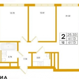 Продажа 2-комн квартиры на вторичном рынке проспект Крузенштерна,  д. 13 с1