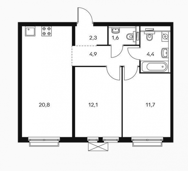 Планировка ЖК Михайловский парк, 23.8 м2