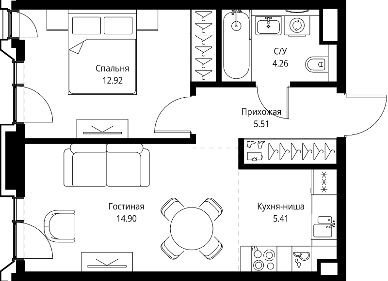 Продажа 1-комн квартиры в новостройке Москва г., Мира пр-кт,  к. 2