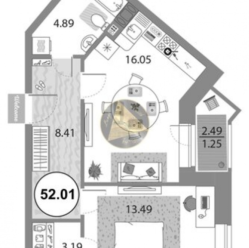 1-комн квартира проспект Авиаконструкторов,  д. 54 с1