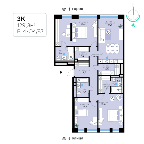Продажа 3-комн квартиры в новостройке вн.тер.г. муниципальный округ Кунцево, кв-л 120, з/у 100