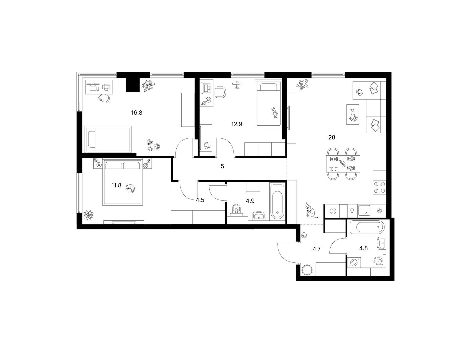 3-комн квартира Кронштадтский б-р, вл. 9