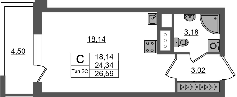 Продажа студии Санкт-Петербург г., Октябрьская наб.,  к. 1.1